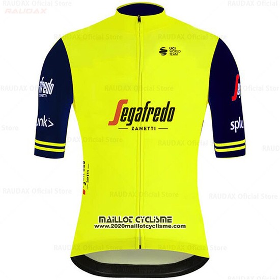 2020 Maillot Ciclismo Segafredo Zanetti Jaune Bleu Manches Courtes et Cuissard